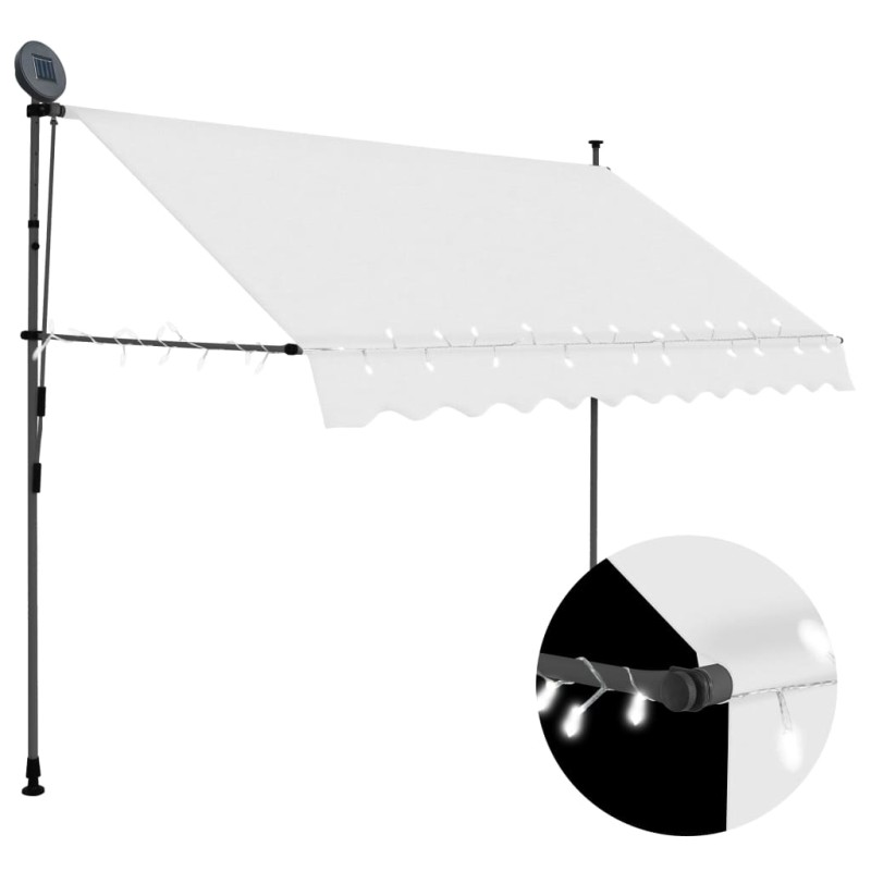 vidaXL Tenda da Sole Retrattile Manuale con LED 300 cm Crema vidaXL Tenda da Sole Retrattile Manuale con LED 300 cm Crema