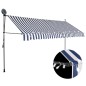 vidaXL Tenda da Sole Retrattile Manuale con LED 350 cm Blu e Bianca vidaXL Tenda da Sole Retrattile Manuale con LED 350 cm Blu e Bianca