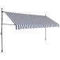 vidaXL Tenda da Sole Retrattile Manuale con LED 350 cm Blu e Bianca vidaXL Tenda da Sole Retrattile Manuale con LED 350 cm Blu e Bianca