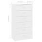 vidaXL Credenza con 6 Cassetti Bianca 50x34x96 cm in Legno Multistrato vidaXL Credenza con 6 Cassetti Bianca 50x34x96 cm in Legno Multistrato