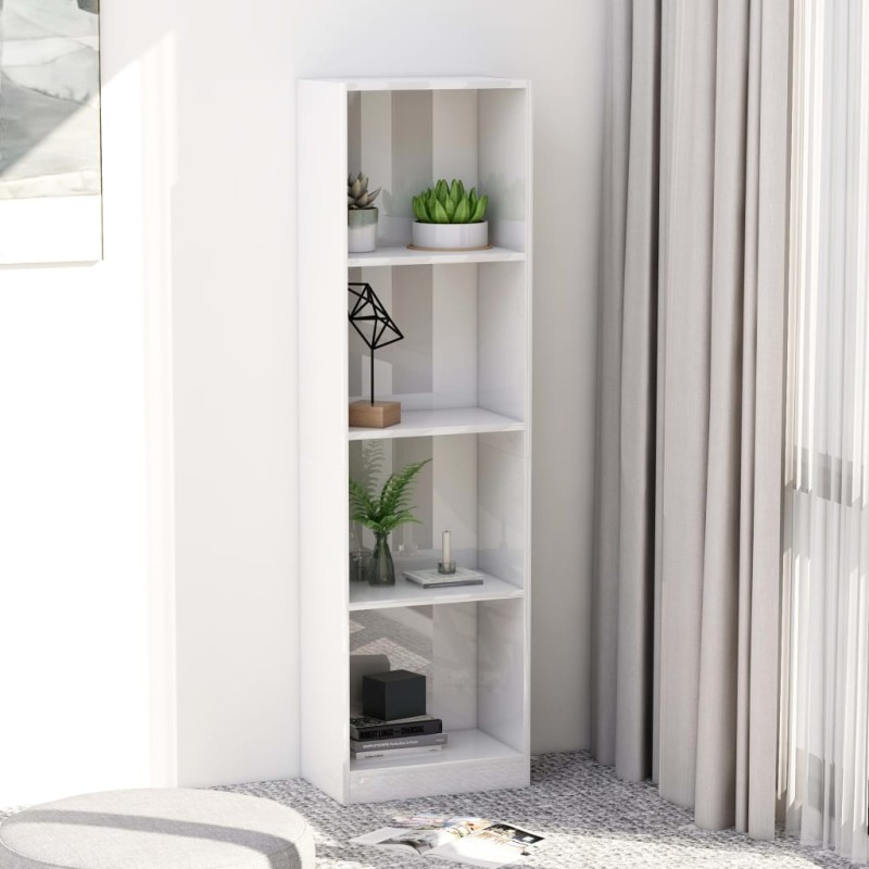 vidaXL Libreria a 4 Ripiani Bianco Lucido 40x24x142 cm in Truciolato vidaXL Libreria a 4 Ripiani Bianco Lucido 40x24x142 cm in Truciolato