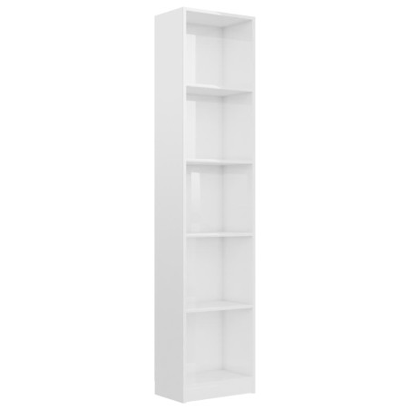 vidaXL Libreria a 5 Ripiani Bianco Lucido 40x24x175 cm in Truciolato