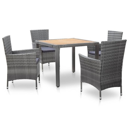 vidaXL Set da Pranzo da Giardino 5 pz con Cuscini in Polyrattan Grigio