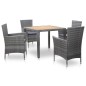 vidaXL Set da Pranzo da Giardino 5 pz con Cuscini in Polyrattan Grigio vidaXL Set da Pranzo da Giardino 5 pz con Cuscini in Polyrattan Grigio