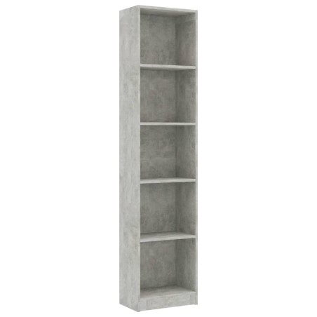 vidaXL Libreria a 5 Ripiani Grigio Cemento 40x24x175 cm in Truciolato