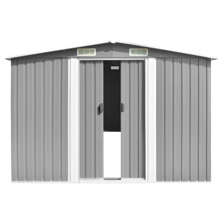 vidaXL Capanno da Giardino Grigio 257x779x181 cm in Acciaio Zincato