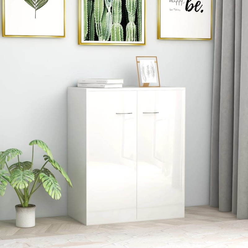 vidaXL Credenza Bianco Lucido 60x30x75 cm in Truciolato vidaXL Credenza Bianco Lucido 60x30x75 cm in Truciolato