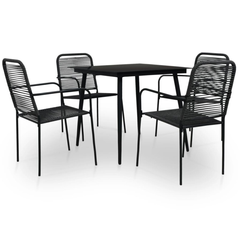 vidaXL Set da Pranzo da Esterni 5 pz in Corda di Cotone e Acciaio Nero vidaXL Set da Pranzo da Esterni 5 pz in Corda di Cotone e Acciaio Nero
