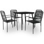 vidaXL Set da Pranzo da Esterni 5 pz in Corda di Cotone e Acciaio Nero vidaXL Set da Pranzo da Esterni 5 pz in Corda di Cotone e Acciaio Nero