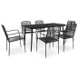 vidaXL Set da Pranzo da Esterni 7 pz in Corda di Cotone e Acciaio Nero vidaXL Set da Pranzo da Esterni 7 pz in Corda di Cotone e Acciaio Nero