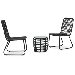 vidaXL Set da Bistrot 3 pz in Polyrattan Nero