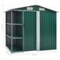 vidaXL Capanno da Giardino con Scaffali Verde 205x130x183 cm in Ferro vidaXL Capanno da Giardino con Scaffali Verde 205x130x183 cm in Ferro