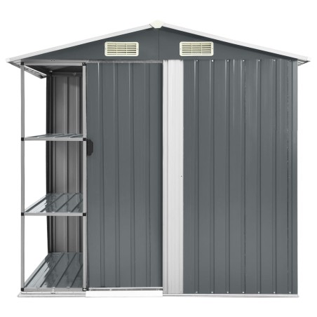 vidaXL Capanno da Giardino con Scaffali Grigio 205x130x183 cm in Ferro