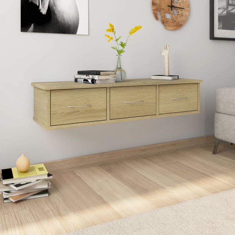 vidaXL Scaffale Cassetti a Muro Rovere Sonoma 88x26x18,5 cm Truciolato vidaXL Scaffale Cassetti a Muro Rovere Sonoma 88x26x18,5 cm Truciolato