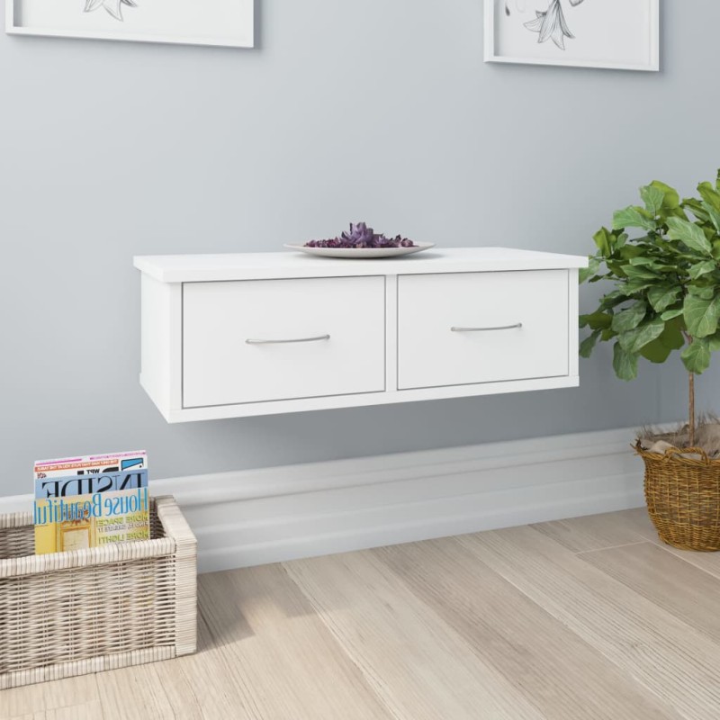 vidaXL Scaffale con Cassetti a Parete Bianco 60x26x18,5 cm Multistrato vidaXL Scaffale con Cassetti a Parete Bianco 60x26x18,5 cm Multistrato