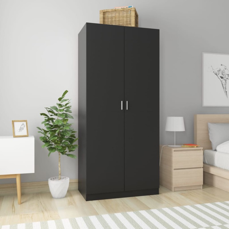 vidaXL Armadio Nero 90x52x200 cm in Truciolato vidaXL Armadio Nero 90x52x200 cm in Truciolato