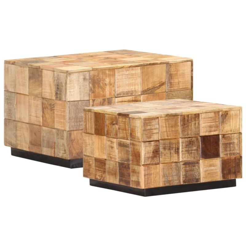vidaXL Tavolini da Caffè a Parallelepipedo 2 pz Legno di Mango Grezzo vidaXL Tavolini da Caffè a Parallelepipedo 2 pz Legno di Mango Grezzo