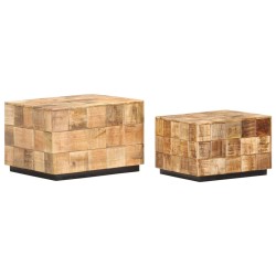 vidaXL Tavolini da Caffè a Parallelepipedo 2 pz Legno di Mango Grezzo
