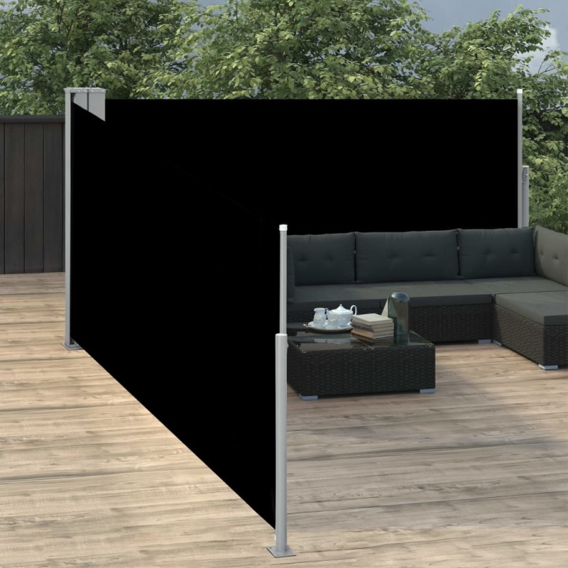 vidaXL Tenda da Sole Laterale Retrattile Nera 100x1000 cm vidaXL Tenda da Sole Laterale Retrattile Nera 100x1000 cm