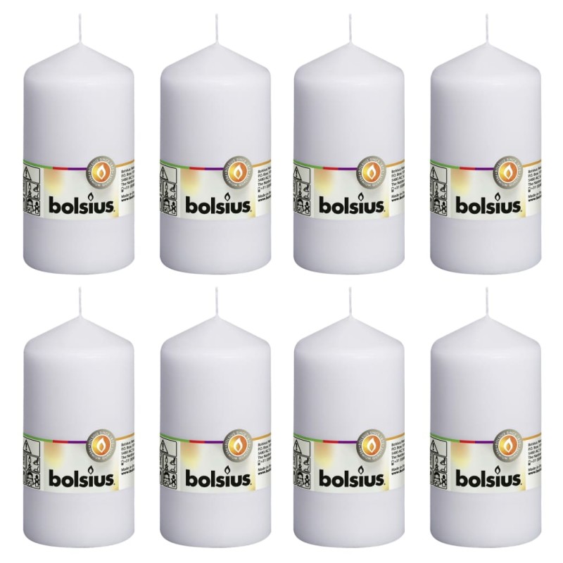 Bolsius Candele Moccoli 8 pz 130x68 mm Bianche Bolsius Candele Moccoli 8 pz 130x68 mm Bianche