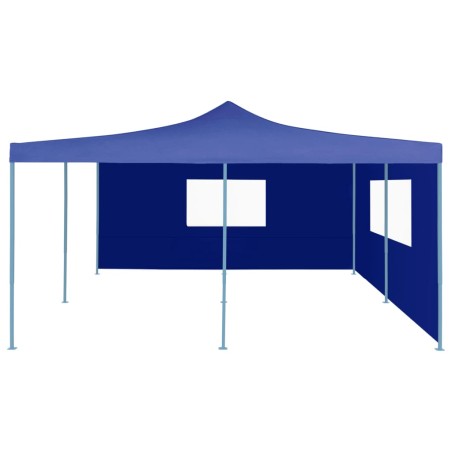 vidaXL Gazebo Pieghevole con 2 Pareti 5x5 m Blu