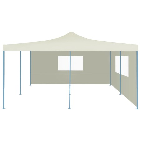 vidaXL Gazebo Pieghevole con 2 Pareti 5x5 m Crema