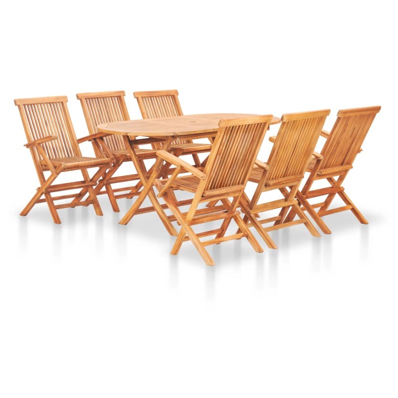 vidaXL Set da Pranzo da Giardino 7 pz Pieghevole in Massello di Teak vidaXL Set da Pranzo da Giardino 7 pz Pieghevole in Massello di Teak