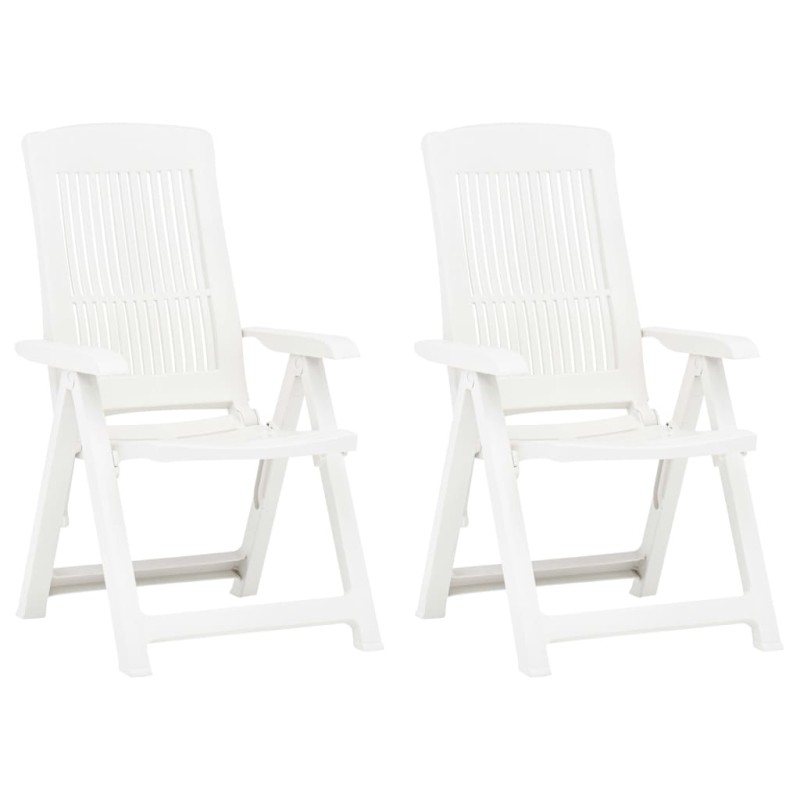 vidaXL Sedie Reclinabili da Giardino 2 pz in Plastica Bianca vidaXL Sedie Reclinabili da Giardino 2 pz in Plastica Bianca