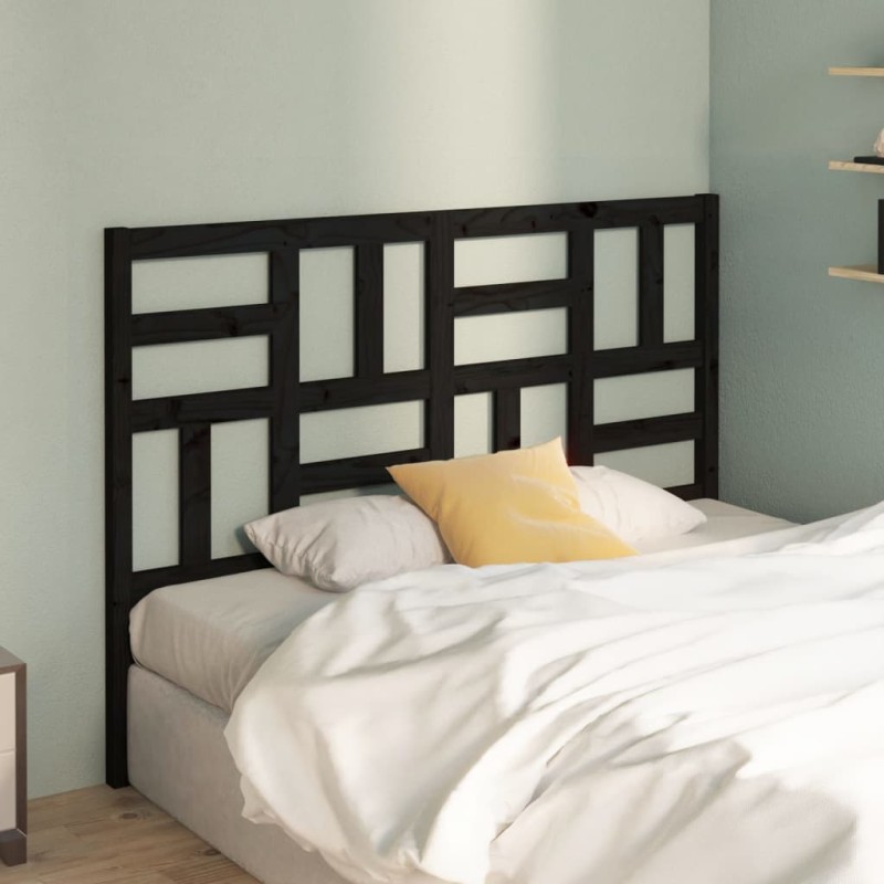 Testiera per Letto Nera 126x4x104 cm in Legno Massello di Pino Testiera per Letto Nera 126x4x104 cm in Legno Massello di Pino