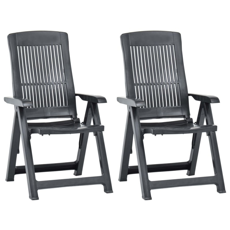 vidaXL Sedie da Giardino Reclinabili 2 pz in Plastica Antracite vidaXL Sedie da Giardino Reclinabili 2 pz in Plastica Antracite