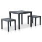 vidaXL Tavolo da Giardino con 2 Panche in Plastica Antracite vidaXL Tavolo da Giardino con 2 Panche in Plastica Antracite