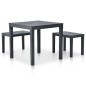 vidaXL Tavolo da Giardino con 2 Panche in Plastica Antracite vidaXL Tavolo da Giardino con 2 Panche in Plastica Antracite
