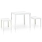vidaXL Tavolo da Giardino con 2 Panche in Plastica Bianco vidaXL Tavolo da Giardino con 2 Panche in Plastica Bianco