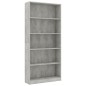 vidaXL Libreria a 5 Ripiani Grigio Cemento 80x24x175 cm in Truciolato vidaXL Libreria a 5 Ripiani Grigio Cemento 80x24x175 cm in Truciolato