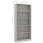 vidaXL Libreria a 5 Ripiani Grigio Cemento 80x24x175 cm in Truciolato vidaXL Libreria a 5 Ripiani Grigio Cemento 80x24x175 cm in Truciolato