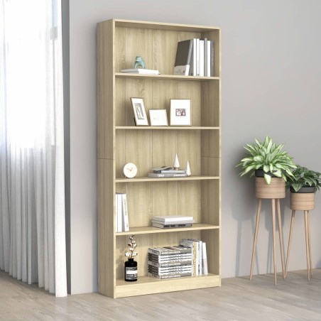 vidaXL Libreria a 5 Ripiani Rovere Sonoma 80x24x175 cm in Truciolato