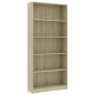 vidaXL Libreria a 5 Ripiani Rovere Sonoma 80x24x175 cm in Truciolato