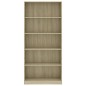 vidaXL Libreria a 5 Ripiani Rovere Sonoma 80x24x175 cm in Truciolato