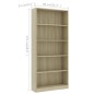 vidaXL Libreria a 5 Ripiani Rovere Sonoma 80x24x175 cm in Truciolato