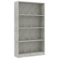 vidaXL Libreria a 4 Ripiani Grigio Cemento 80x24x142 cm in Truciolato