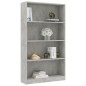 vidaXL Libreria a 4 Ripiani Grigio Cemento 80x24x142 cm in Truciolato