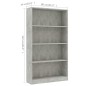 vidaXL Libreria a 4 Ripiani Grigio Cemento 80x24x142 cm in Truciolato