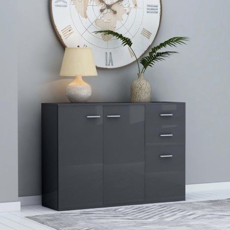 vidaXL Credenza Grigio Lucido 105x30x75 cm in Truciolato