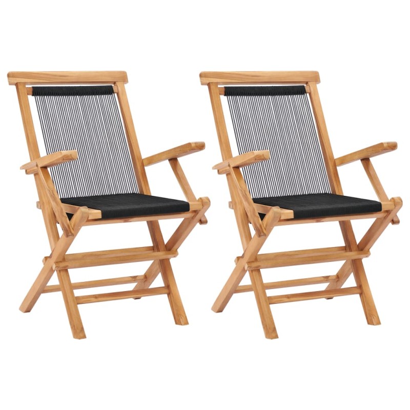 vidaXL Sedie da Giardino Pieghevoli 2pz Legno Massello di Teak e Corda vidaXL Sedie da Giardino Pieghevoli 2pz Legno Massello di Teak e Corda