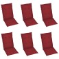 Sedie da Giardino 6 pz con Cuscini Rosso Vino Massello di Teak Sedie da Giardino 6 pz con Cuscini Rosso Vino Massello di Teak