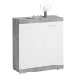 FMD Credenza con 2 Ante 80x34,9x89,9 cm Bianco e Calcestruzzo FMD Credenza con 2 Ante 80x34,9x89,9 cm Bianco e Calcestruzzo