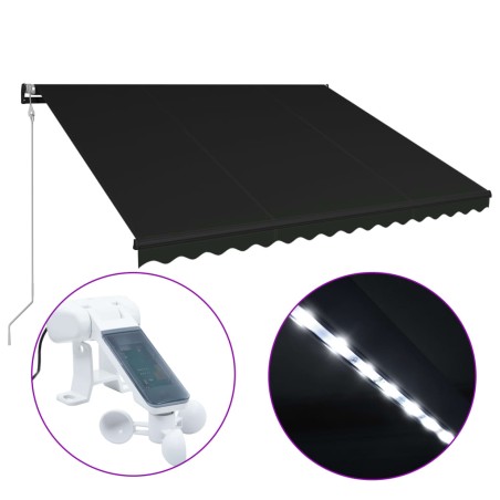vidaXL Tenda da Sole Retrattile Sensore Vento LED 450x300cm Antracite