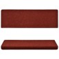 vidaXL Tappetini per Scale Tessuto Agugliato 15 pz 65x21x4 cm Rossi