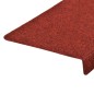 vidaXL Tappetini per Scale Tessuto Agugliato 15 pz 65x21x4 cm Rossi