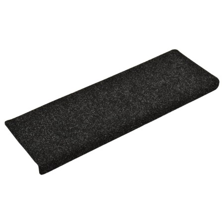 vidaXL Tappetini per Scale Tessuto Agugliato 15 pz 65x21x4 cm Neri
